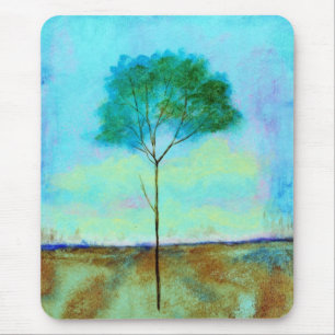 Abstract Landscape Art Lone Skinny Tree Painting Mouse Pad
