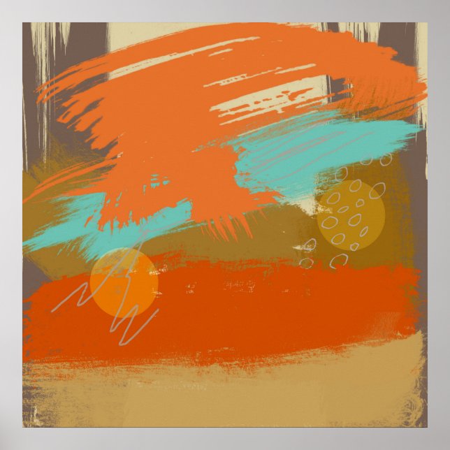 Abstract Landscape Art Paint Circles Spheres Poster (Front)