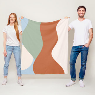 Abstract Landscape Art – Terracotta, Sage & Sky Bl Fleece Blanket