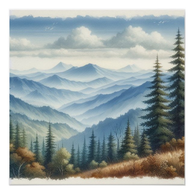 Abstract Landscape Beautiful View of the Mountains Poster (Front)