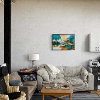 Abstract Landscape, Colourful Acrylic Painting Poster