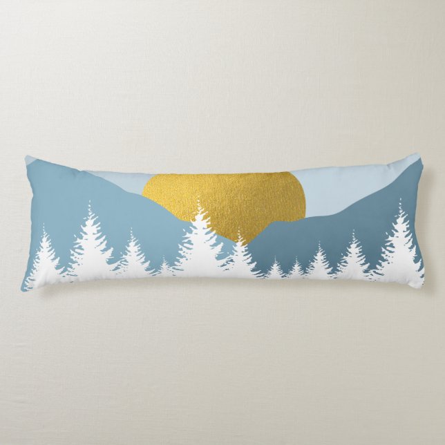 Abstract Landscape Golden Winter Sunset Sunrise  Body Pillow (Front)