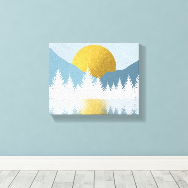 Abstract Landscape Golden Winter Sunset Sunrise   Canvas Print (Insitu(Wood Floor))