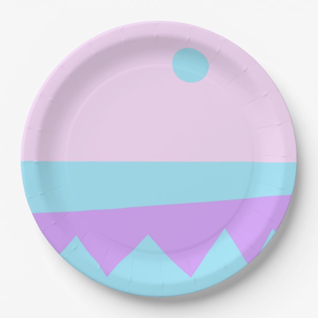 Abstract Landscape Graphic Art Paper Plate (Front)