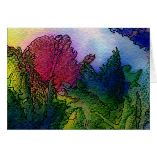 Abstract Landscape in Watercolors - Foggy Sunrise