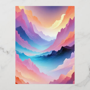 Abstract Landscape Mountains Valley Nature Scenery Foil Holiday Postcard
