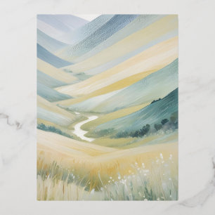 Abstract Landscape Mountains Valley Nature Scenery Foil Holiday Postcard