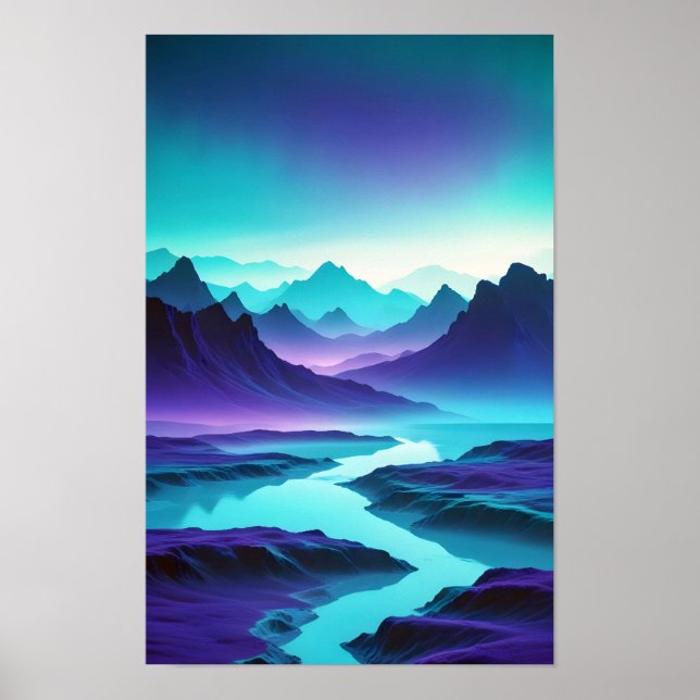 Abstract Landscape Mountains Valley Nature Scenery Poster (Front)