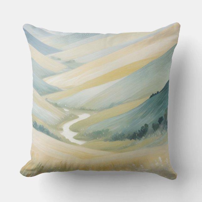 Abstract Landscape Mountains Valley Nature Scenery Throw Pillow (Front)