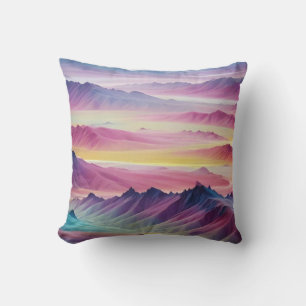 Abstract Landscape Mountains Valley Nature Scenery Throw Pillow