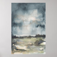 Abstract Landscape Neutral Dark Watercolor