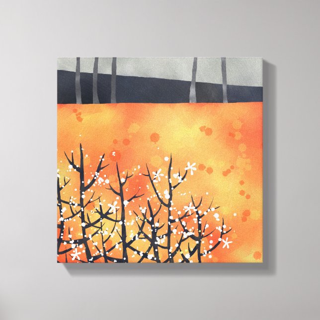 Abstract Landscape Orange Art Canvas Print (Front)