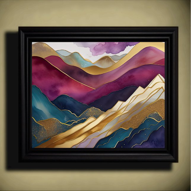 Abstract Landscape Painting Gold Purple Blue Poster (Creator Uploaded)