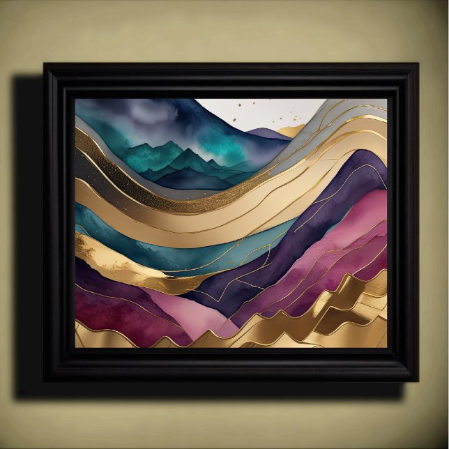 Abstract Landscape Painting Gold Purple Blue Poster (Creator Uploaded)