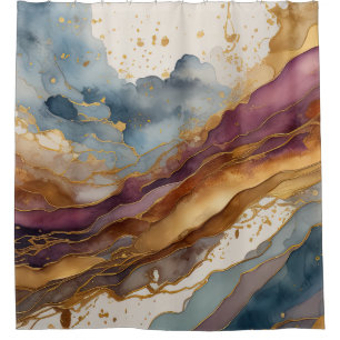 Abstract Landscape Purple Brown Blue Gold