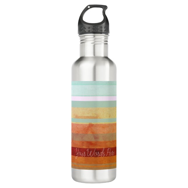 Abstract Landscape Stripes & Your Words 710 Ml Water Bottle (Front)