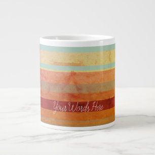 Abstract Landscape Stripes & Your Words Large Coffee Mug