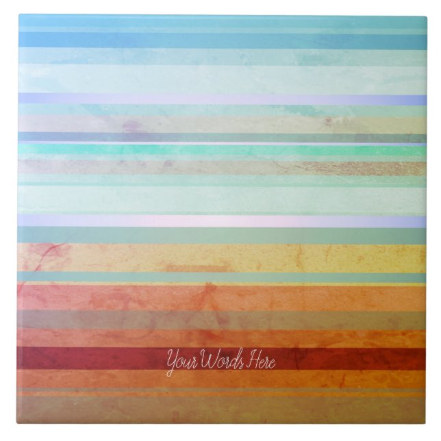 Abstract Landscape Stripes & Your Words Tile (Front)