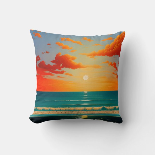 Abstract landscape swimmer looking art the surf  t throw pillow (Front)