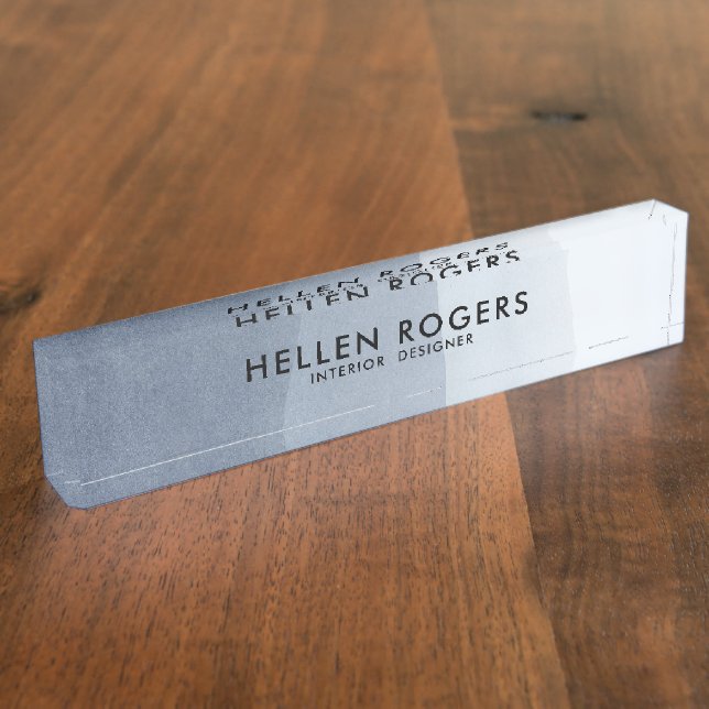 Abstract Landscape Tranquil Grey Tone Nameplate (Side)