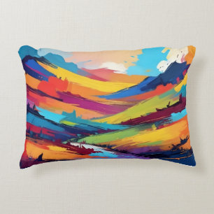 Abstract Landscape Valley Meadow Nature Background Accent Pillow