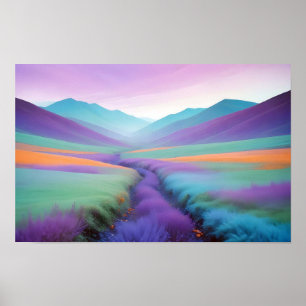 Abstract Landscape Valley Nature Background Art Poster