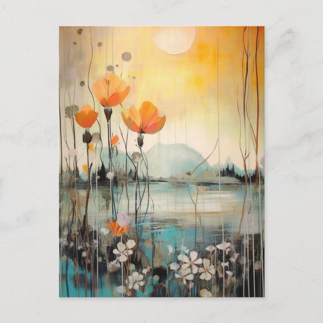 Abstract Landscape with red poppies Postcard (Front)