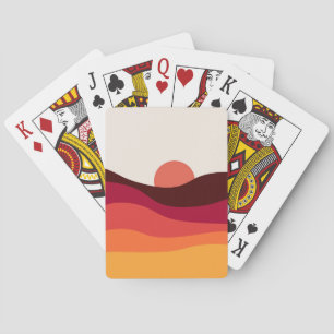 Abstract landscape with sea at sunset playing cards