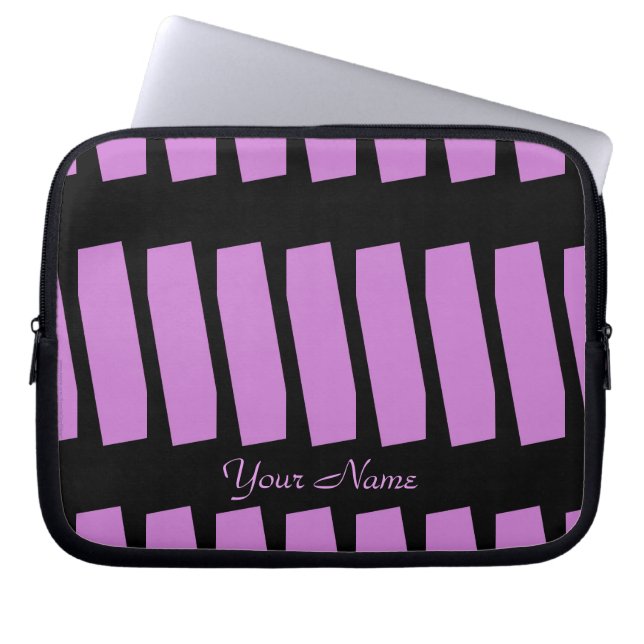 Abstract Laptop Computer Sleeve, Fuschia & Black Sleeve (Front)