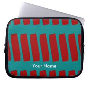 Abstract Laptop Computer Sleeve, Turquoise & Brick Laptop Sleeve