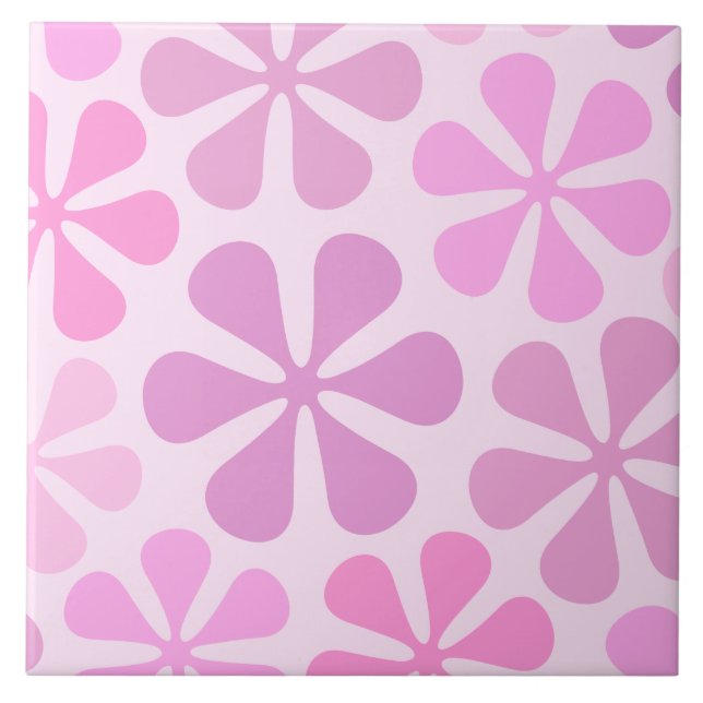 Abstract Large Flowers Pinks Tile (Front)