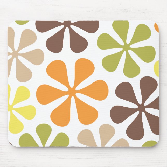 Abstract Large Flowers Retro Colours Mouse Pad (Front)