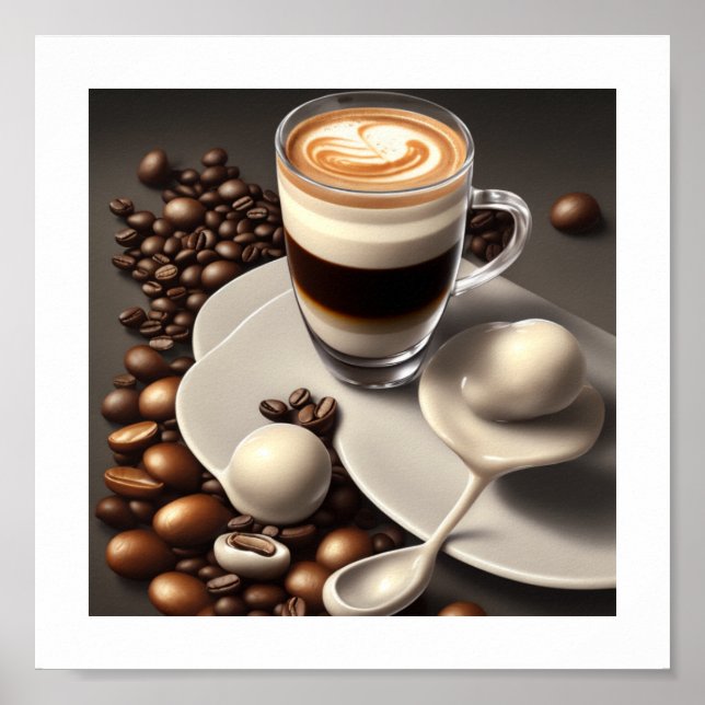 Abstract Latte Macchiato Coffee Poster (Front)
