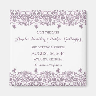 Abstract Lavender Border Save the Date Magnet