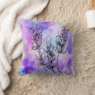 Abstract Lavender Flower Throw Pillow