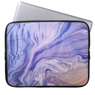 Abstract Lavender & Indigo Fluid Marble Pattern Laptop Sleeve