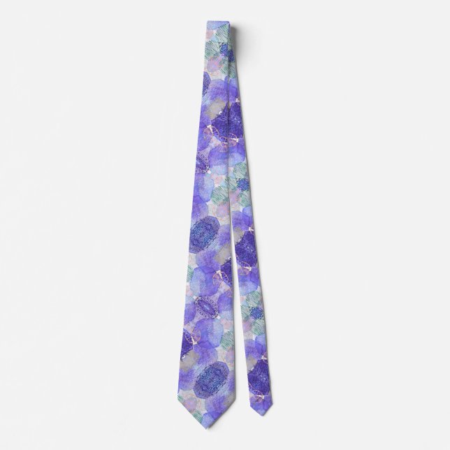 Abstract Lavender Purple N Green Floral Tie (Front)