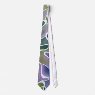 Abstract Lavender Purple Olive Green and White Tie