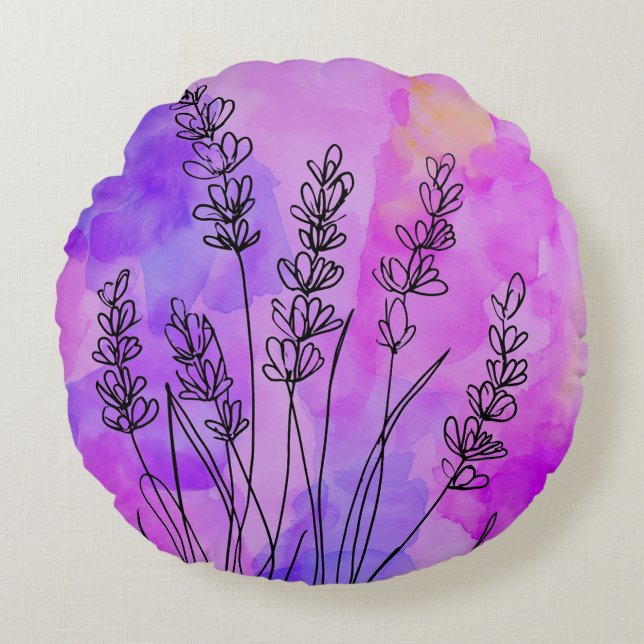 Abstract Lavender Round Throw Pillow (Front)