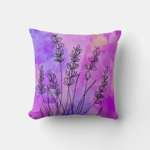 Abstract Lavender Watercolor Throw Pillow