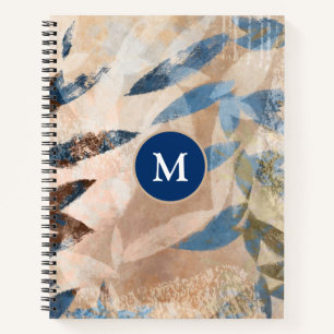 Abstract Layered Leaves - Blue and Neutral Notebook