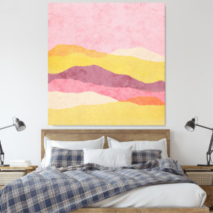 Abstract Layered Paper Landscape in Warm Tones Canvas Print