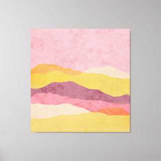 Abstract Layered Paper Landscape in Warm Tones Canvas Print