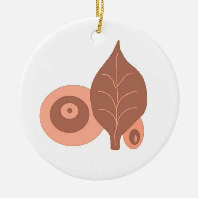Abstract Leaf Design Ceramic Ornament (Front)