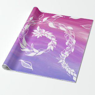 Abstract leaf design on pink background wrapping paper