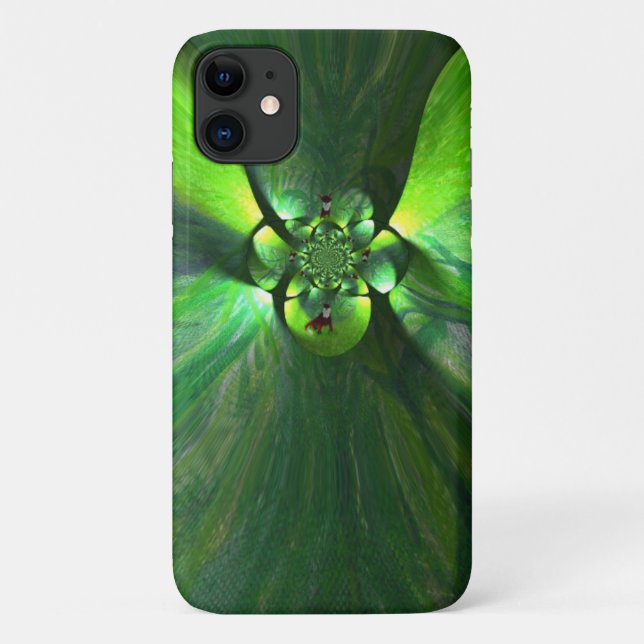Abstract Leaf Fox Art Green Case-Mate iPhone Case (Back)