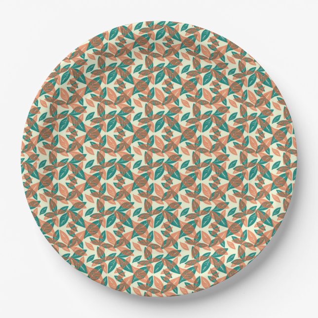 Abstract leaf pattern paper plate (Front)