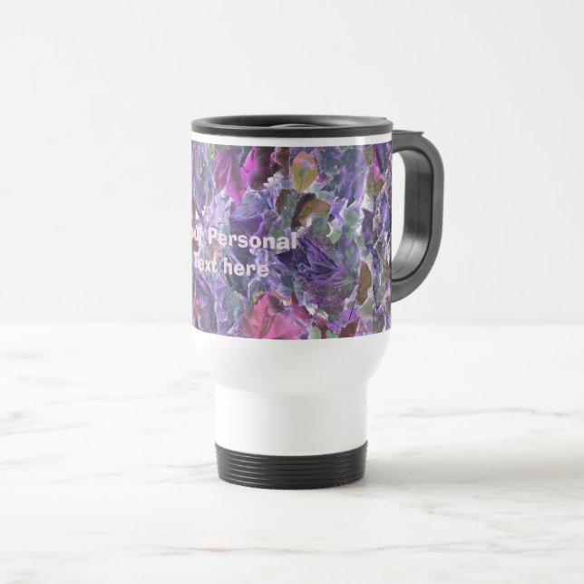 Abstract Leaf Pattern Purple Foliage Travel Mug (Front Right)