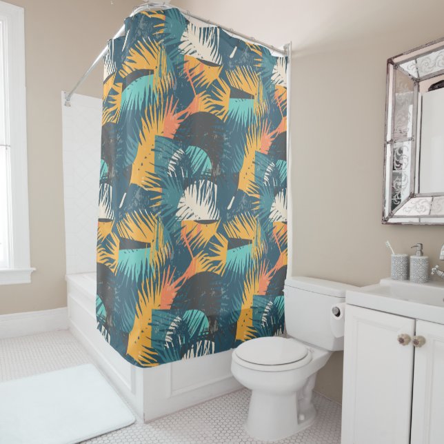 Abstract Leaf Pattern shower curtain (In Situ)