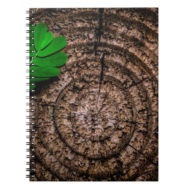 Abstract leaf tree stump green notebook (Front)